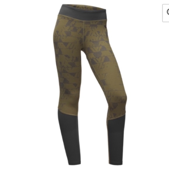 The NORTH FACE Olive Army Green FLASH DRY Full Length Leggings Sz L - Picture 4 of 7